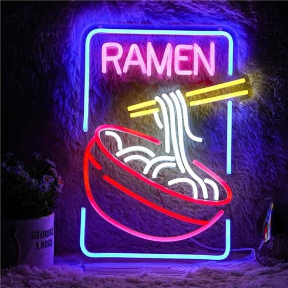 Top Ramen Neon Sign Noodle Led Lights Wall Decor Food Restaurant Foodie Chef NEW